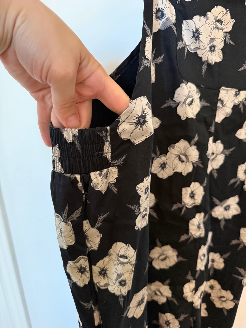Smash + Tess Black Jumpsuit with Cream Floral Print - Picture 3 of 6